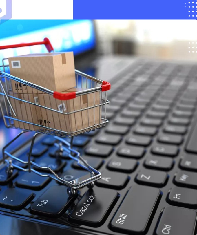 Carrito de compras sobre teclado